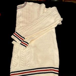 Lands' End mens Lighthouse Cable Waffle Crewneck Sweater, Cream, size L